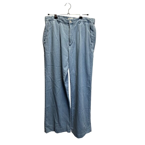 Cloth & Stone Womens Light Blue Wide-Leg Chambray Pants With Elastic Waist & But - Picture 1 of 6
